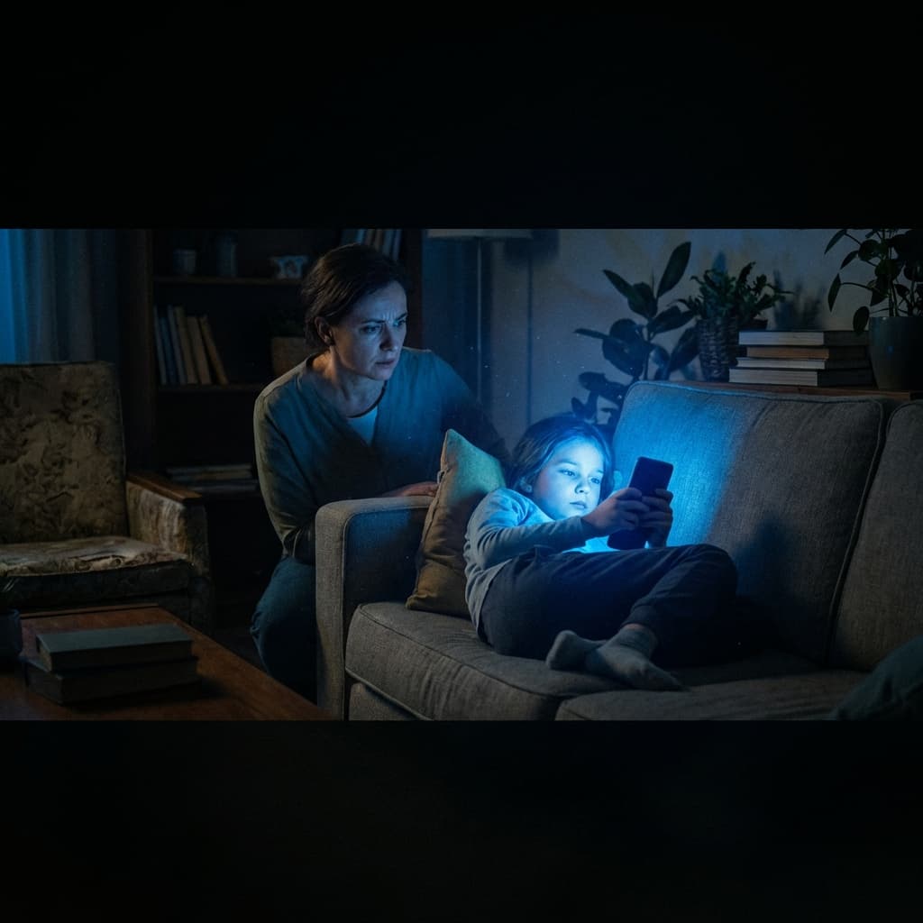 Niño absorto en pantalla